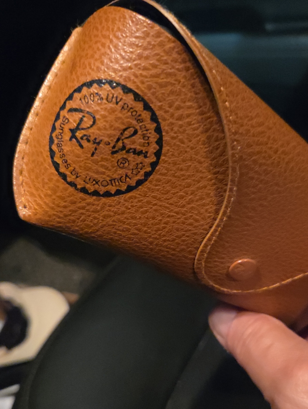 Ray-Ban Tan Brown Leather Sunglasses Case